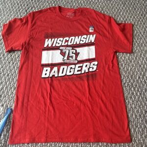 University of Wisconsin Badgers Hockey T-Shirt Size Medium Blue 84 New 75 Years